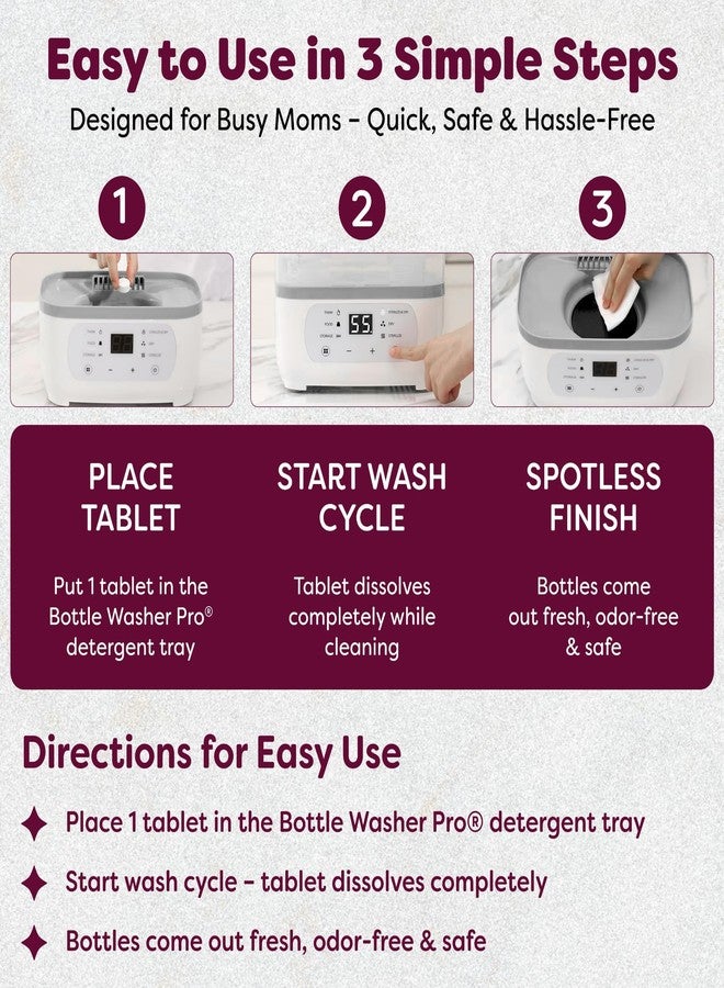 KoolerThings Detergent Tablets for Bottle Washer Compatible with Momcozy, Baby Breeza, Grownsy & All Bottle Washers - Removes Milk Residue, Grease & Odor from Bottles & Pump Parts - 120 PCS - Image 3